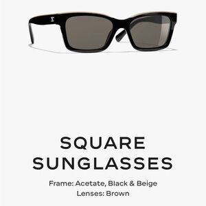 AUTHENTIC 
CHANEL Black and Beige Square Sunglasses